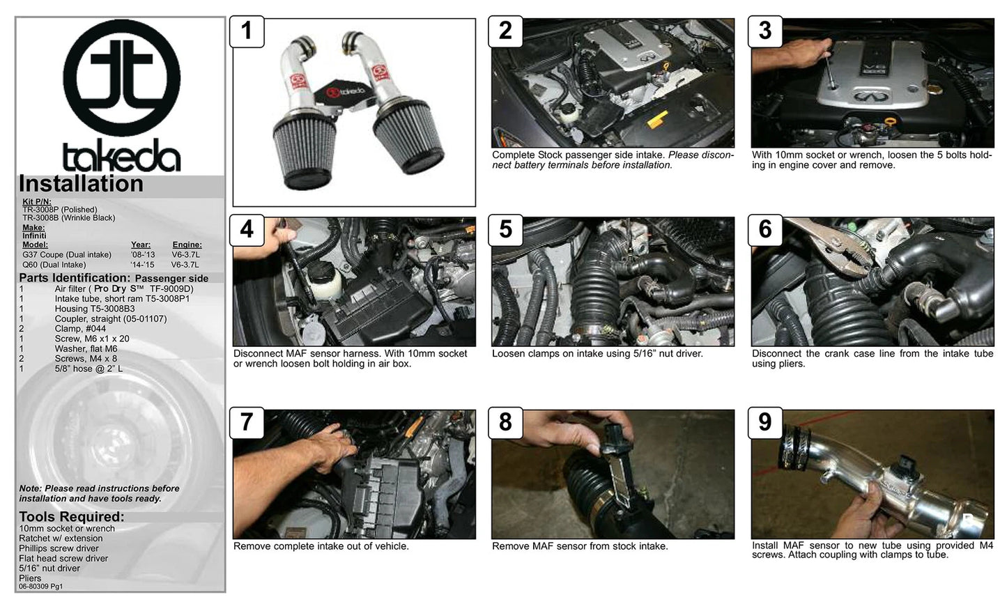 aFe Takeda Intakes Stage-2 PDS AIS PDS Infiniti G37 Coupe 08-12 V6-3.7L (pol)