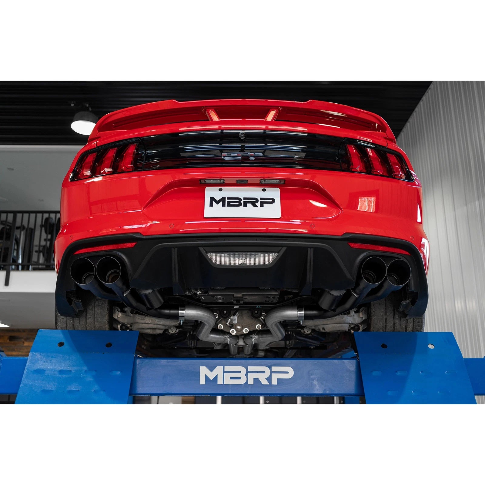 MBRP 18-19 Ford Mustang GT 5.0 3in Dual Split Rear Cat Back w/ Quad 4in Dual Wall Tips- Black Coated