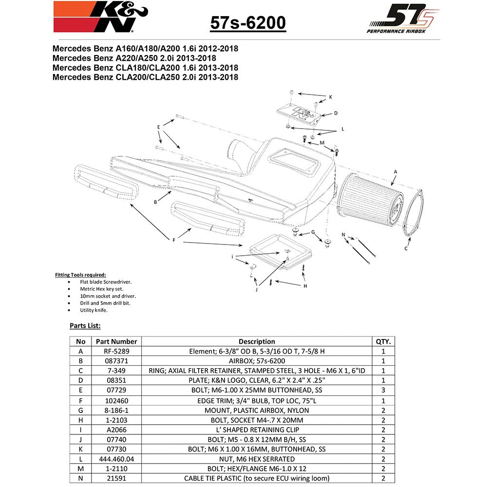 K&N Mercedes Benz A/B/CLA Class Performance Air Intake System