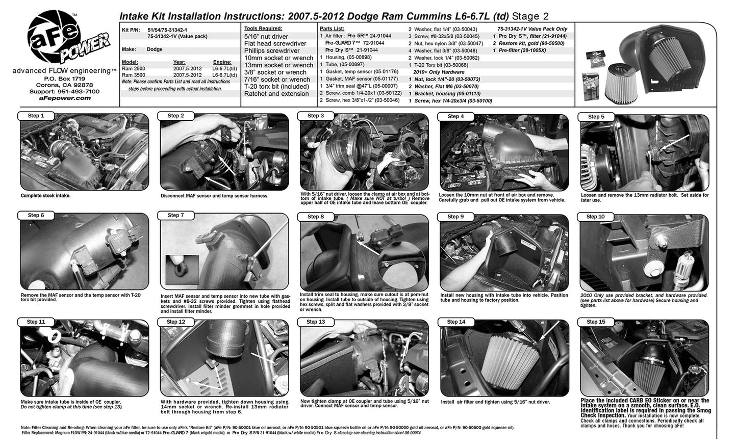 aFe MagnumFORCE Intakes Stage-2 PDS AIS PDS Dodge Diesel Trucks 07.5-13 L6-6.7L (td)