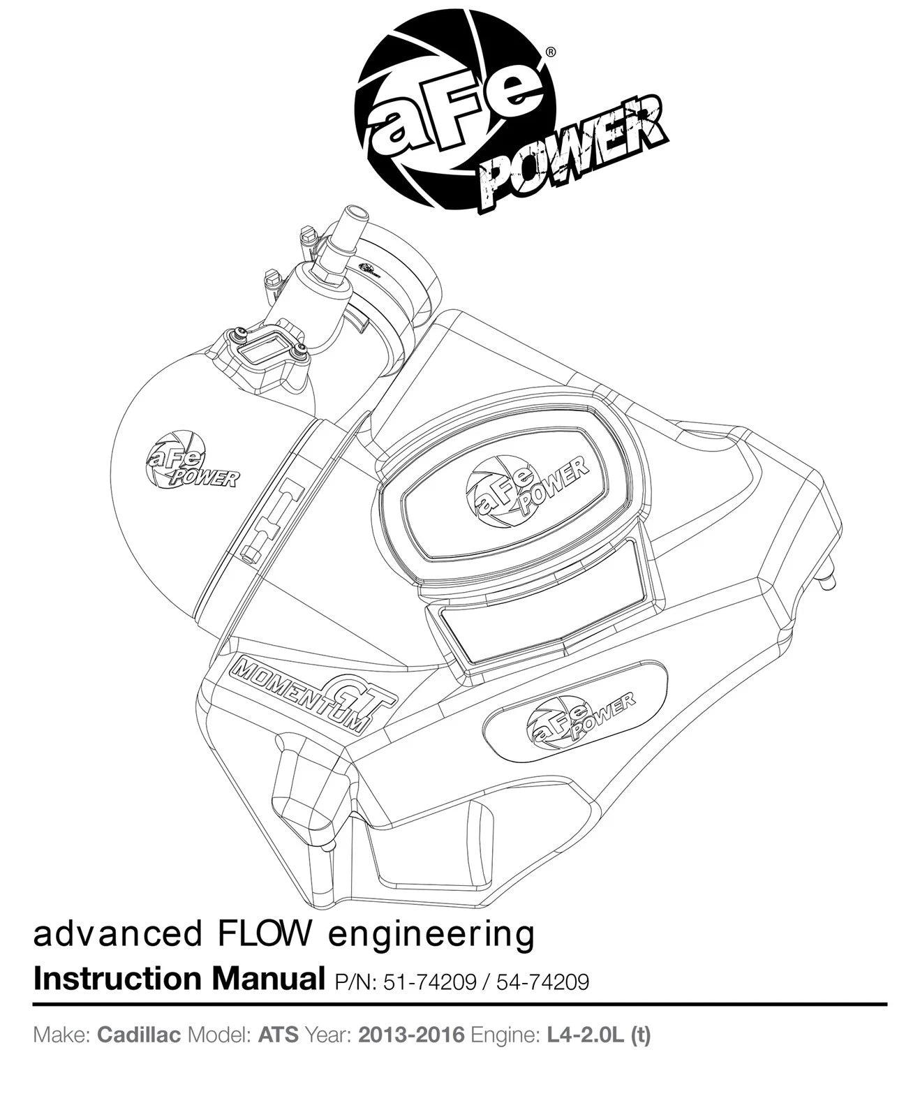 aFe Momentum GT Pro DRY S Stage-2 Intake System 13-16 Cadillac ATS L4-2.0L (t)
