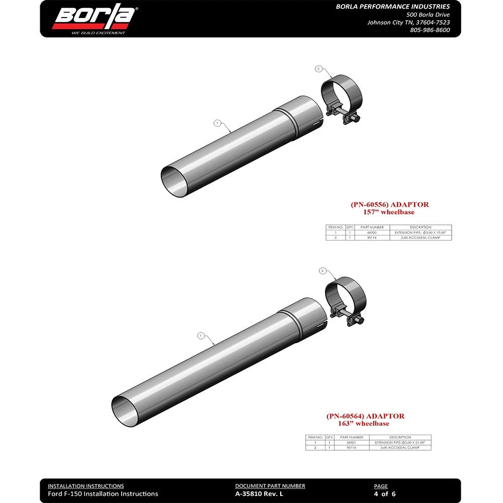 Borla 15-17 Ford F-150 2.7L/ 3.5L EcoBoost/ 5.0L V8 Rear Exit S-Type Catback Exhaust Black Chrome