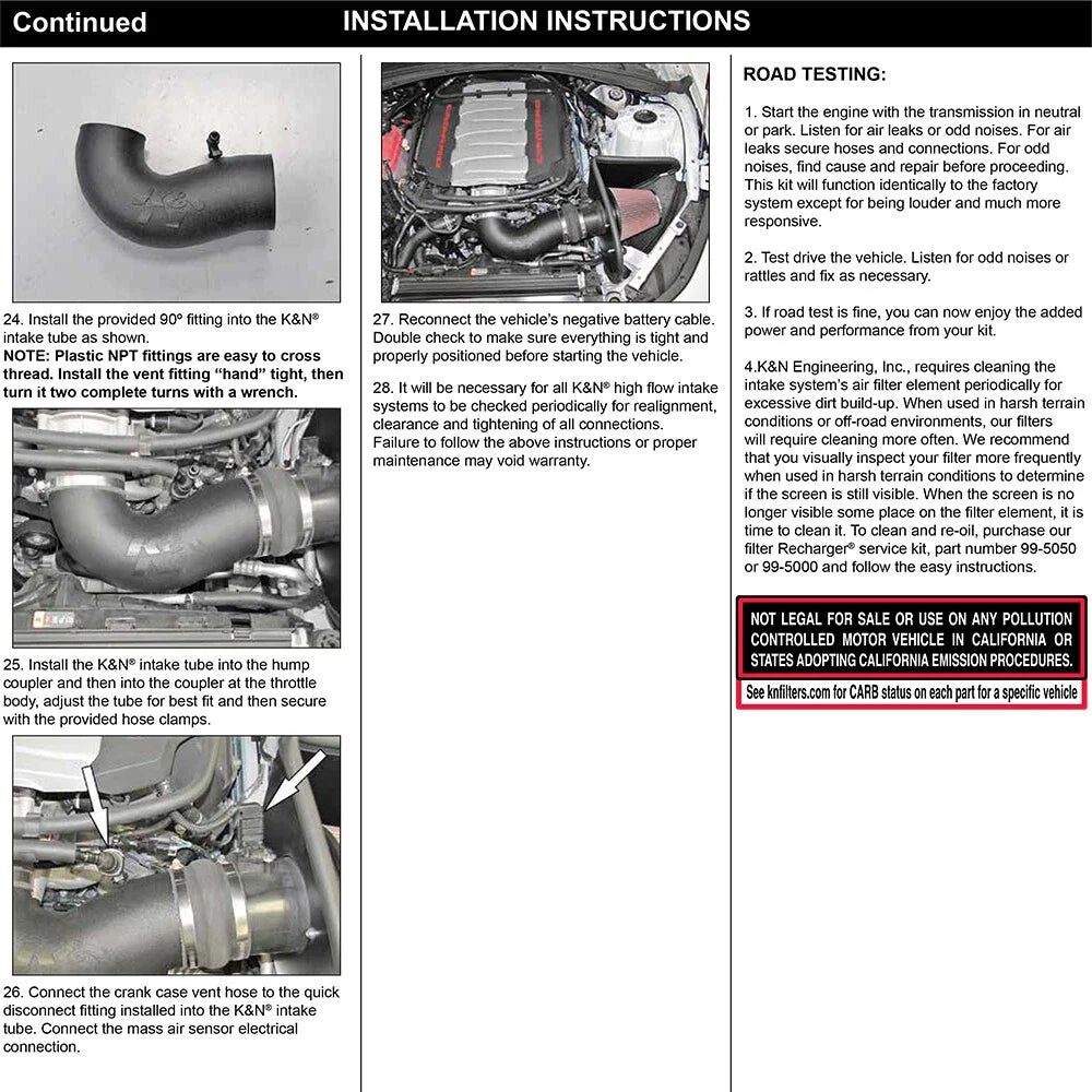 K&N 2016 Chevy Camaro SS V8-6.2L AirCharger Performance Intake