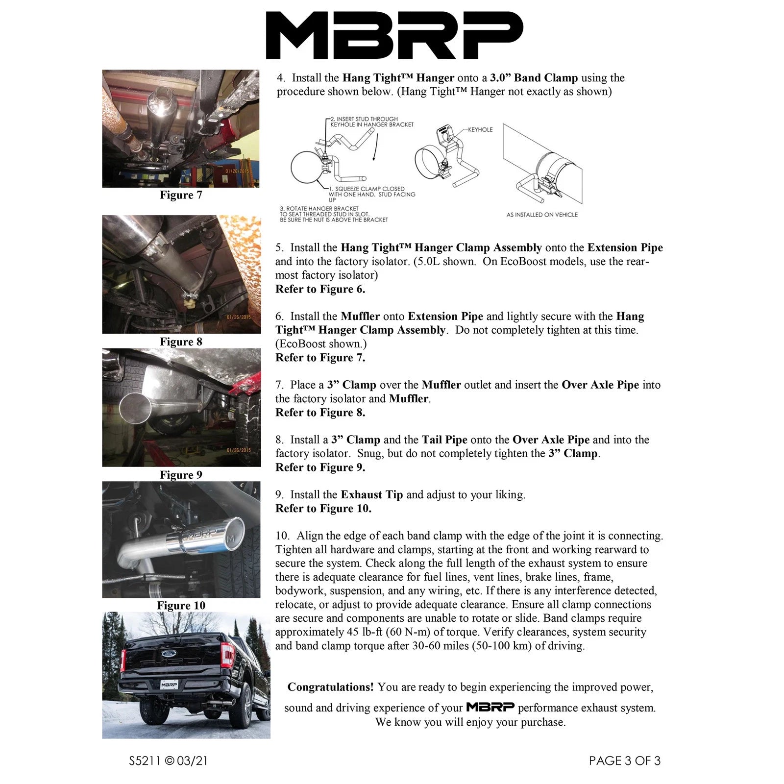 MBRP 2021+ Ford F-150 2.7L/ 3.5L Ecoboost 5.0L Single Side 3in Black Coated Catback Exhaust