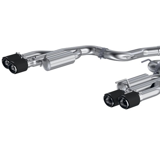 MBRP 18-22 Ford Mustang GT 5L T304 SS 3in Cat-Back Dual Rear w/4in Quad Carbon Fiber Tips (Race)