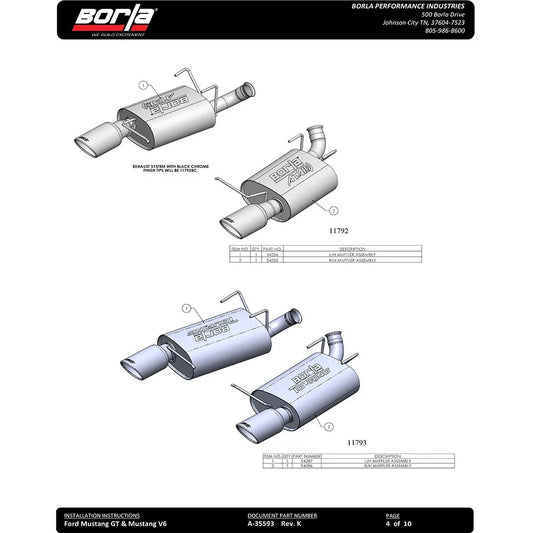 Borla 13-14 Mustang GT/Boss 302 5.0L V8 RWD Single Split Rr Exit S-Type Exhaust (rear section only)