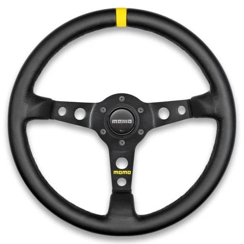 Momo MOD07 Steering Wheel 350 mm - Black Leather/Black Spokes/1 Stripe
