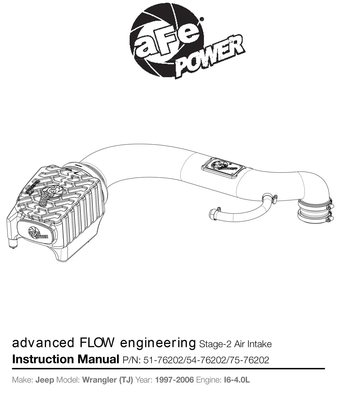 aFe Momentum GT PRO 5R Stage-2 Intake System 97-06 Jeep Wrangler (TJ) L6 4.0L