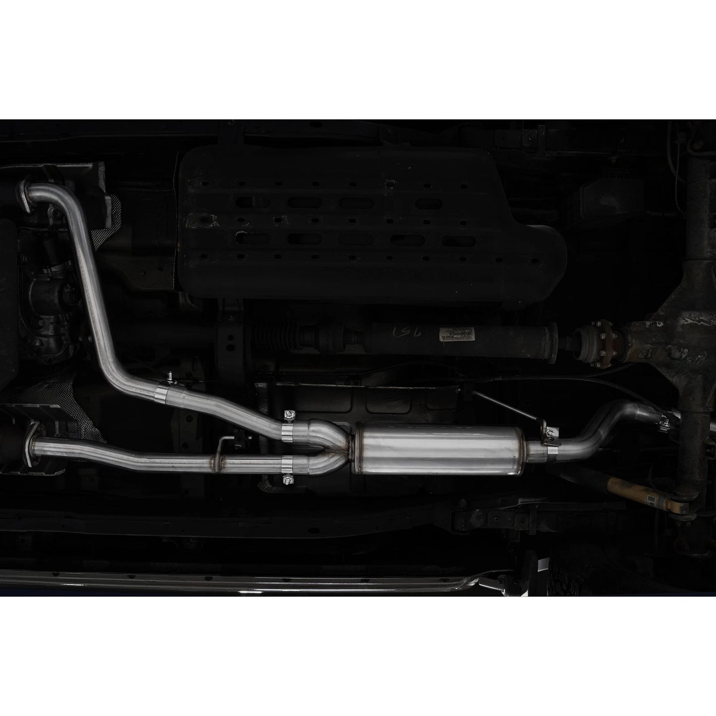 MBRP 22-23 Nissan Frontier 3.8L 3in Tip 3in Cat Back Turndown Exit Street Profile - T304