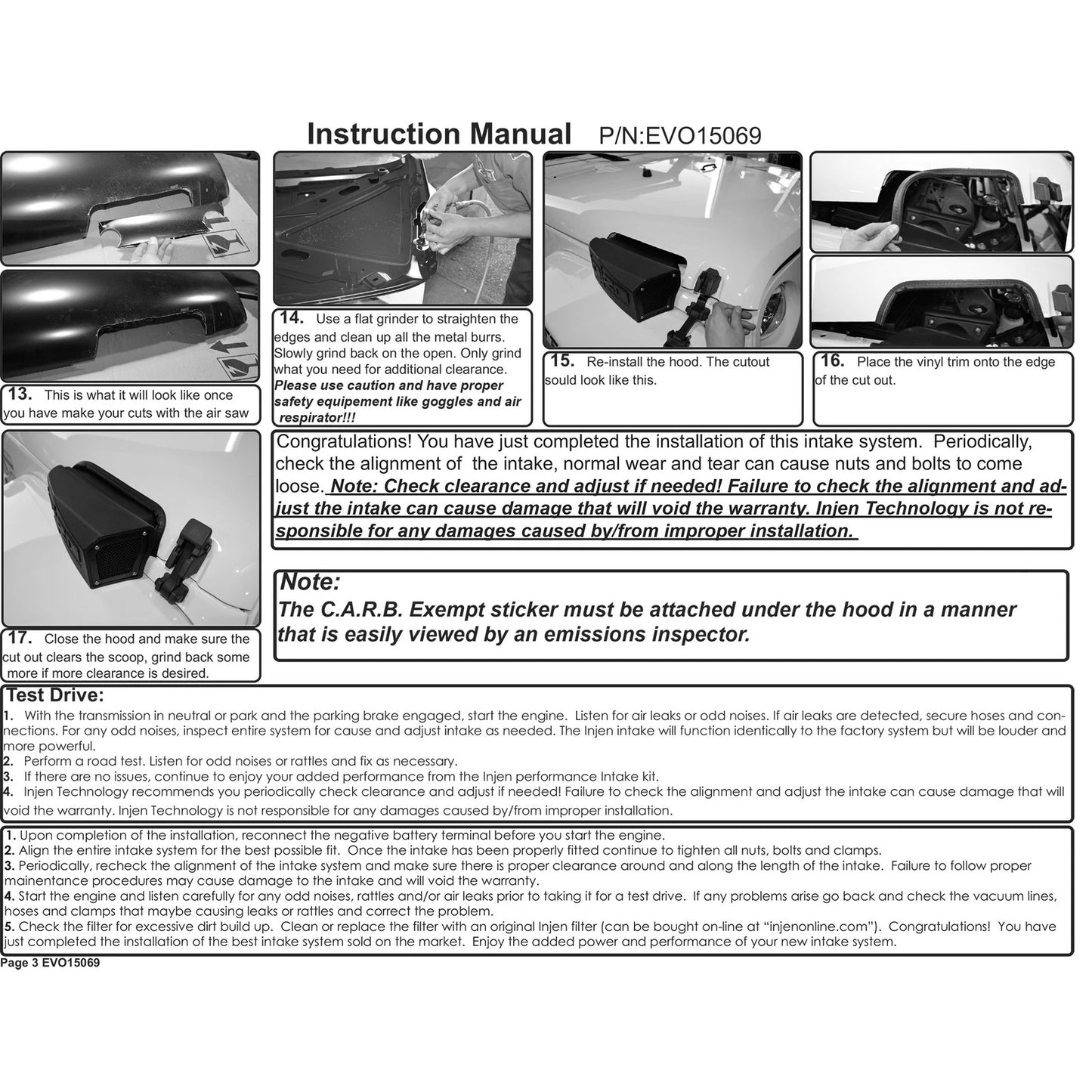 Injen 07-18 Jeep Wrangler (JK) 3.6L V6 Ram Air Scoop for Evolution Intake