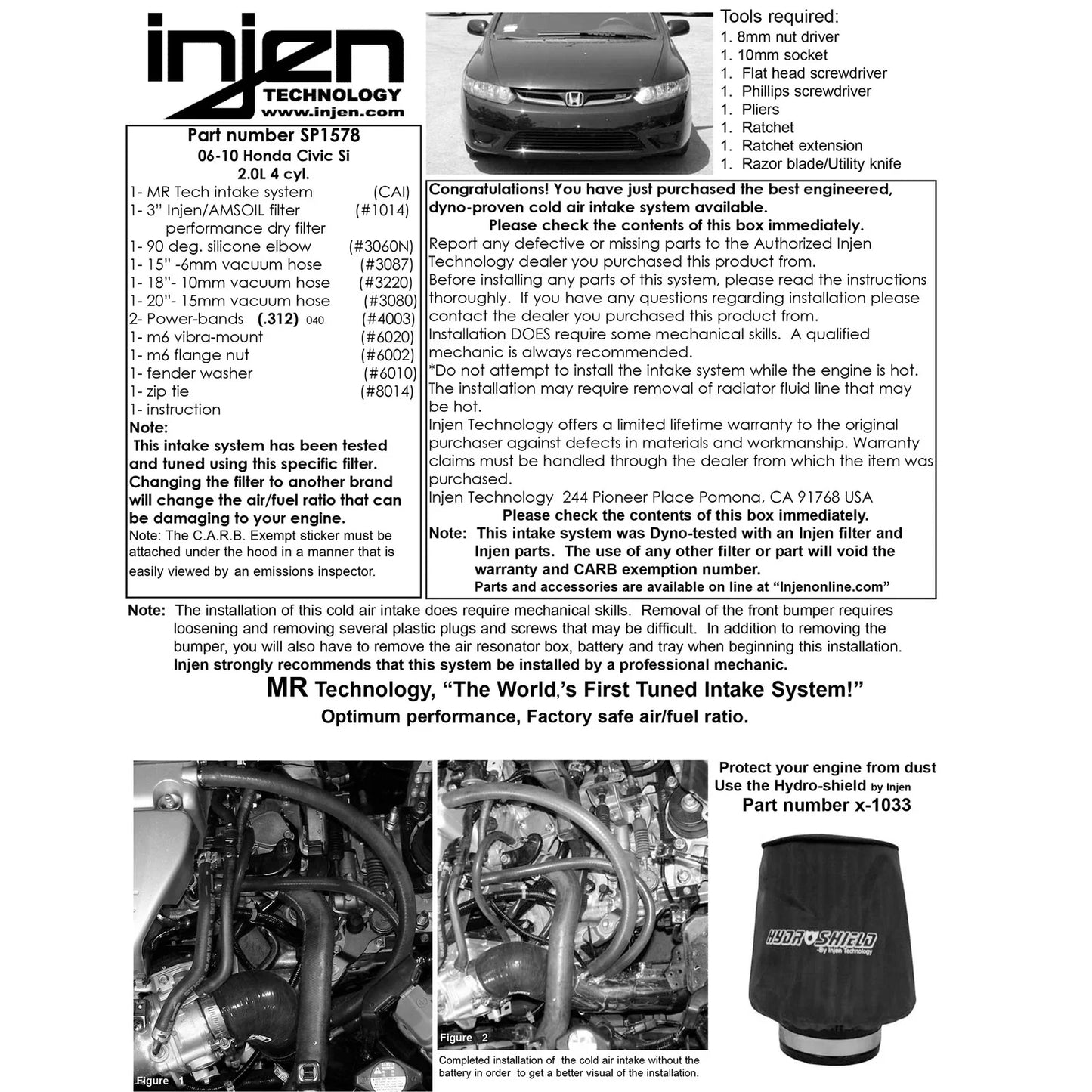 Injen 06-09 Civic Si Coupe & Sedan Black Cold Air Intake