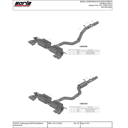 Borla 2015 Volkswagen Golf-R 2.0L Turbo S-Type CB Exhaust