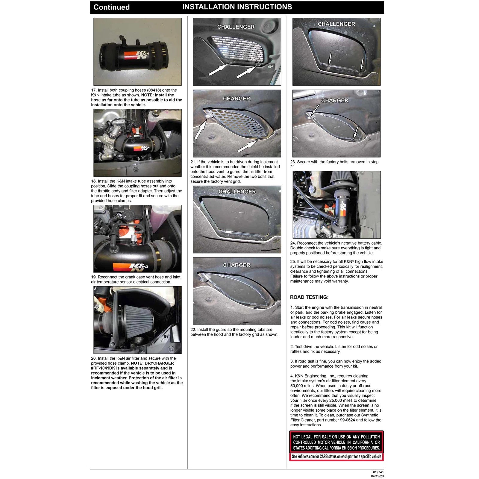 K&N 17-23 Dodge Charger/Challenger Hellcat SC 6.2L V8 DRYFLOW Performance Air Intake System