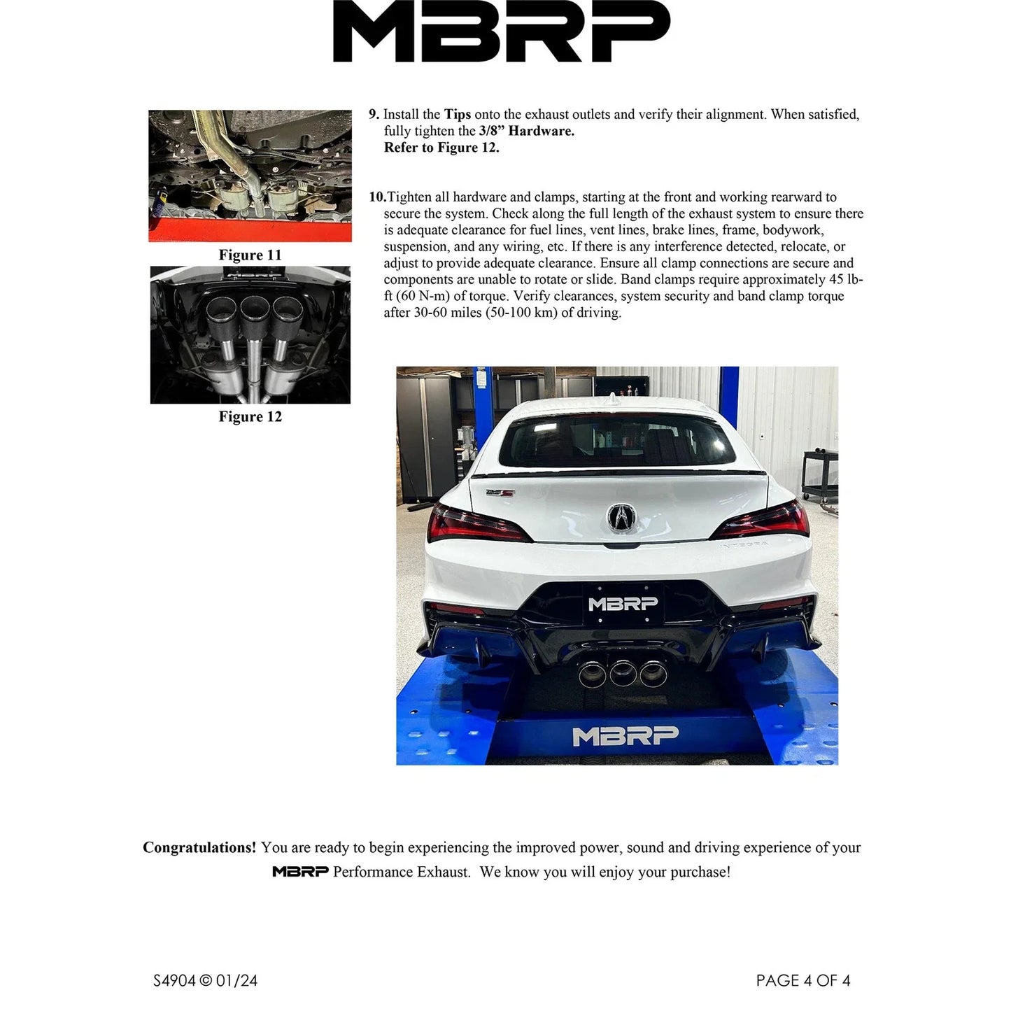 MBRP 2024+ Acura Integra Type-R T304 SS 3in Cat-Back Triple Center Outlet Exhaust w/Burnt Tips