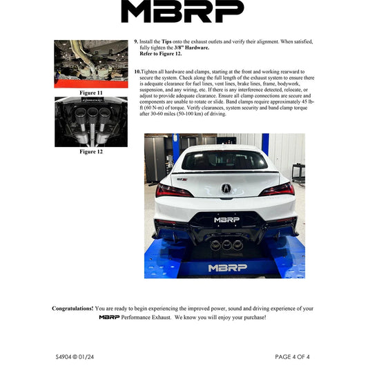 MBRP 2024+ Acura Integra Type-R T304 SS 3in Cat-Back Triple Center Outlet Exhaust w/Burnt Tips
