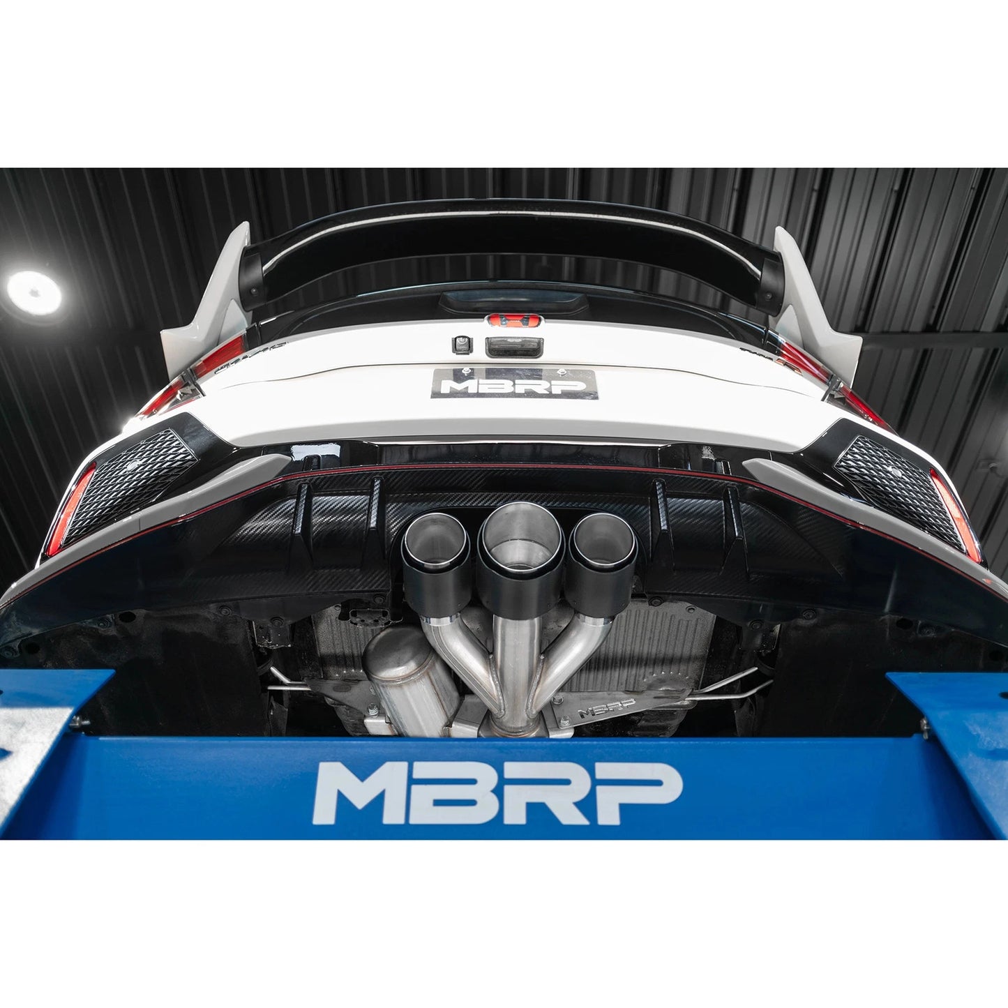 MBRP 17-22 Honda Civic Type R 2.0L T304 SS 3in Cat-Back w/Triple Center Outlet- Carbon Fiber Tips