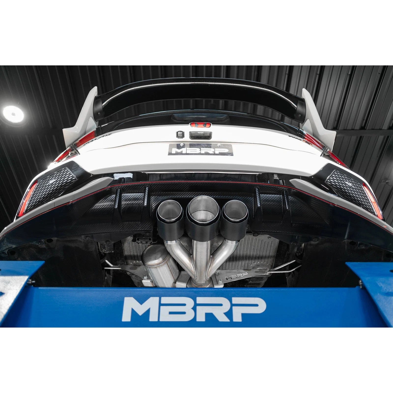 MBRP 17-22 Honda Civic Type R 2.0L T304 SS 3in Cat-Back w/Triple Center Outlet- Carbon Fiber Tips