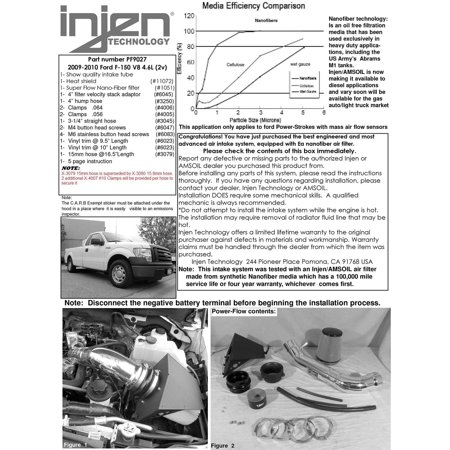 Injen 09-10 Ford F-150 2 valve V8 4.6L Wrinkle Black Power-Flow Air Intake System