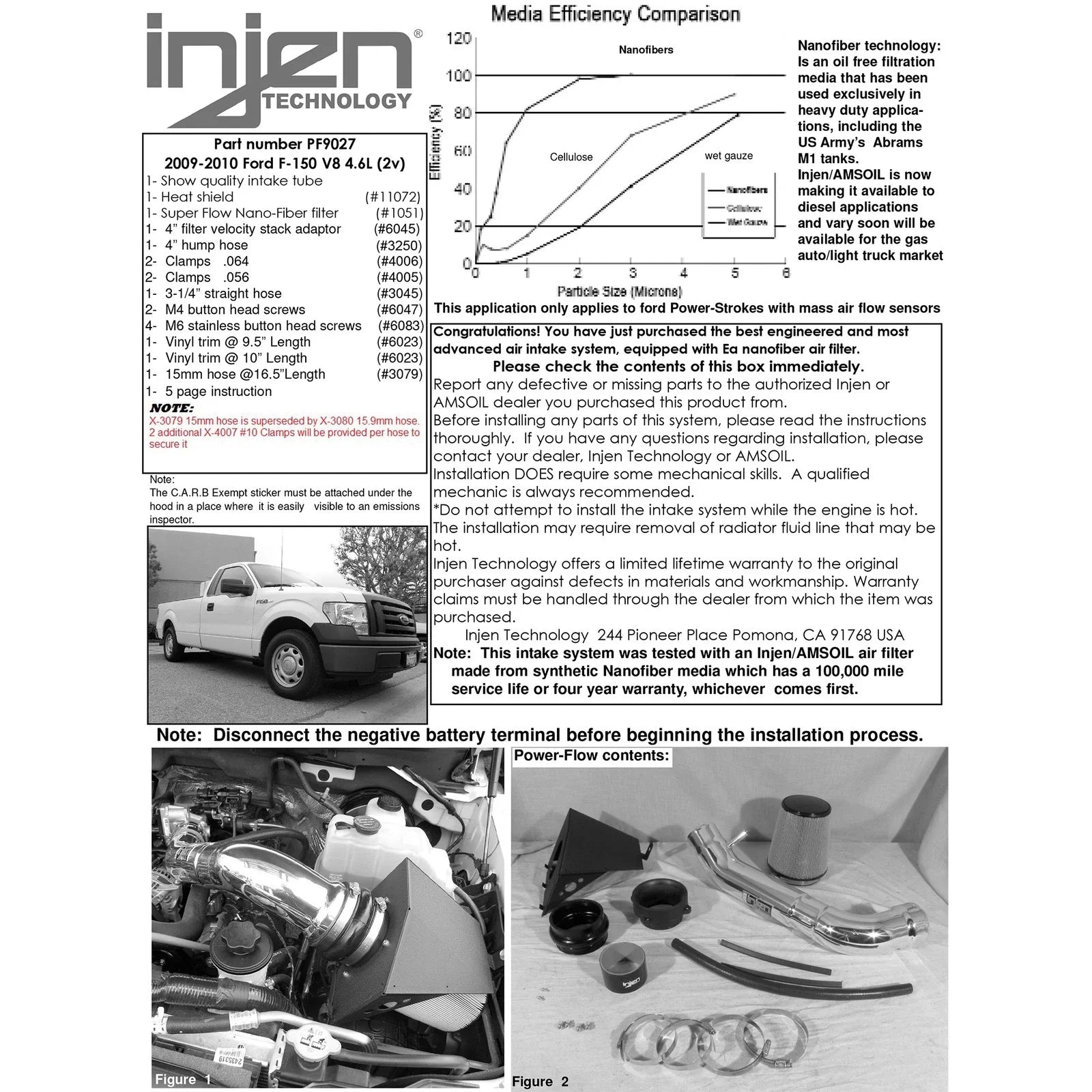 Injen 09-10 Ford F-150 2 valve V8 4.6L Wrinkle Black Power-Flow Air Intake System