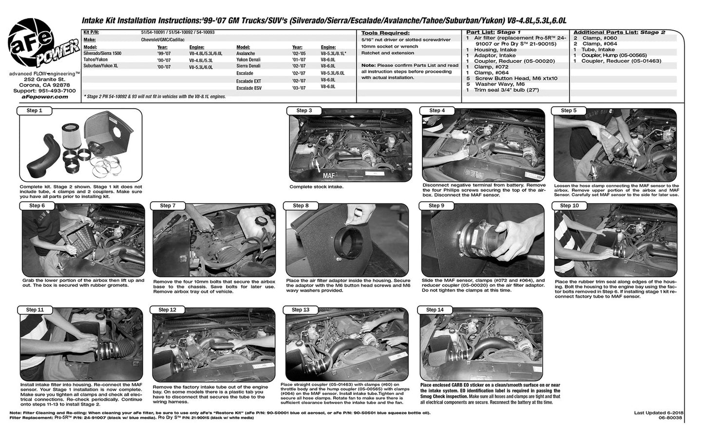 aFe MagnumFORCE Intakes Stage-2 P5R AIS P5R GM Trucks/SUVs 99-07 V8-4.8/5.3L (GMT800)