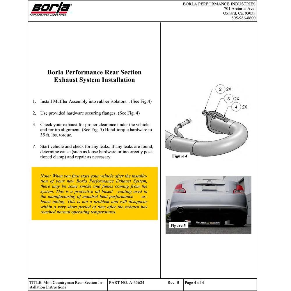 Borla 11-15 Scion tC Coupe 2dr 2.5L 4cyl SS Exhaust (rear section only)