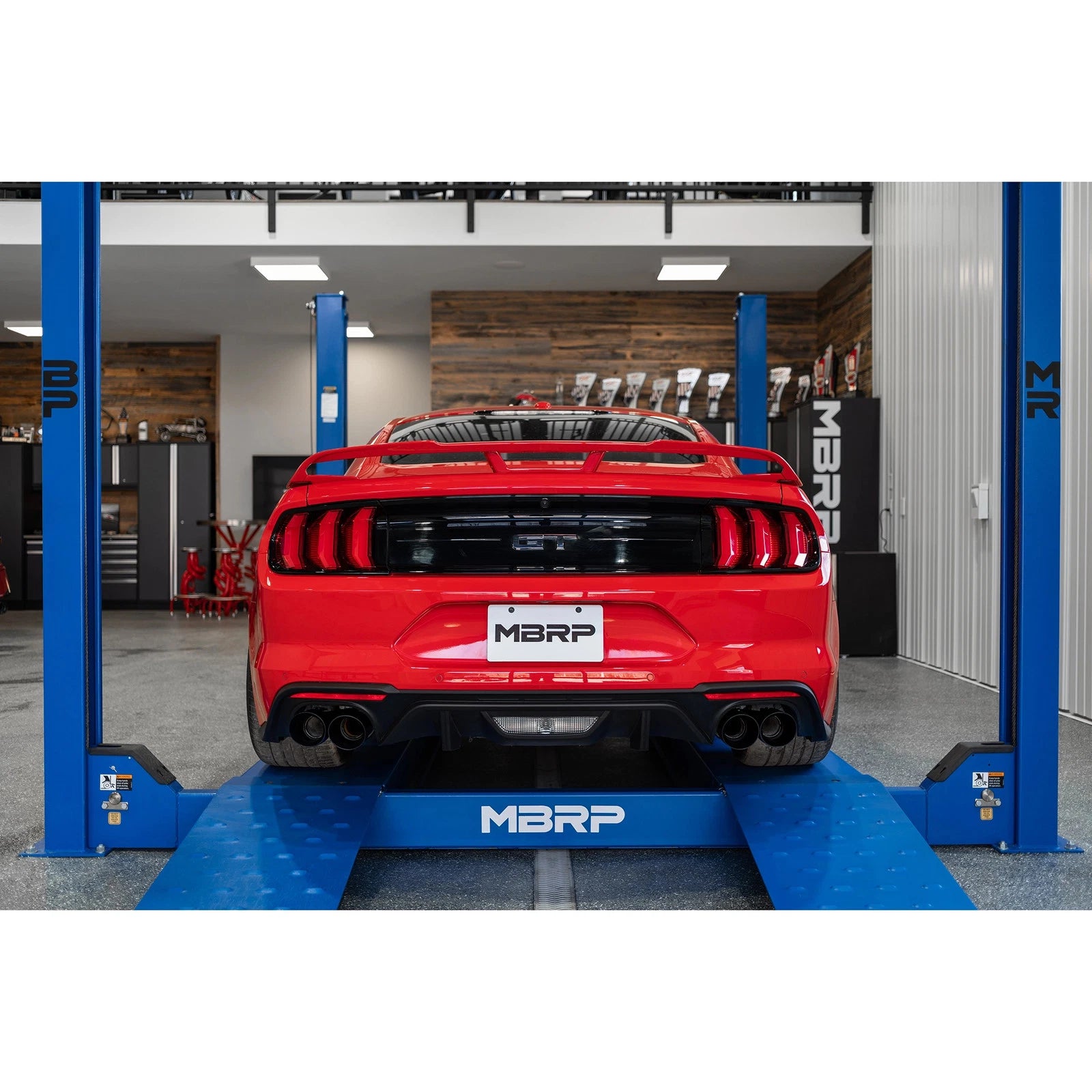 MBRP 18-19 Ford Mustang GT 5.0 3in Dual Split Rear Cat Back w/ Quad 4in Dual Wall Tips- Black Coated