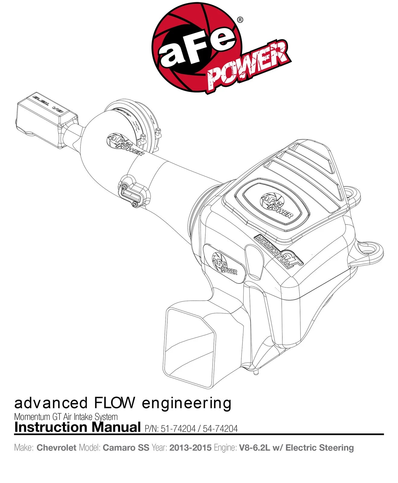 aFe Power 13-15 Chevrolet Camaro SS V8-6.2L Pro DRY S Cold Air Intake System