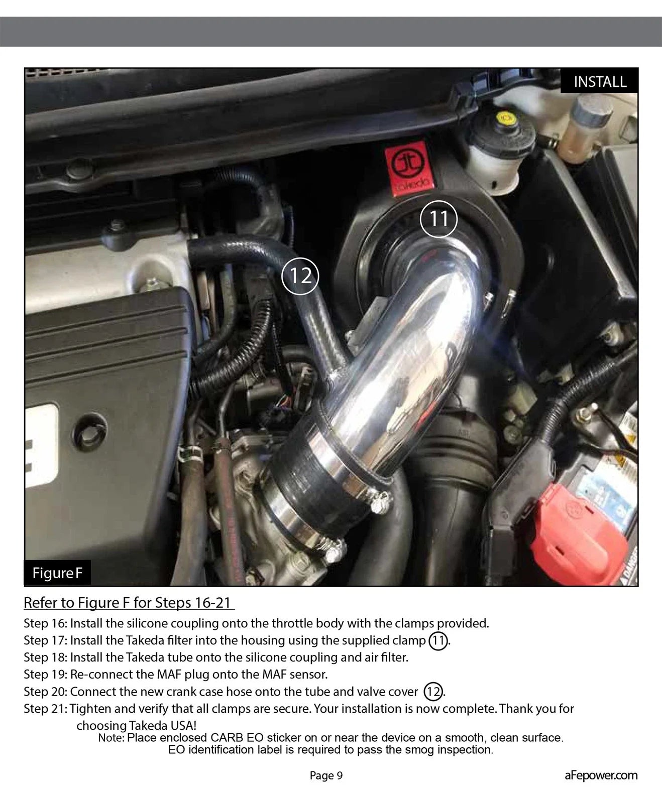 aFe Takeda Momentum Sealed Intake System 12 Honda Civic Si 2.4L Stage 2 Pro 5R Polished