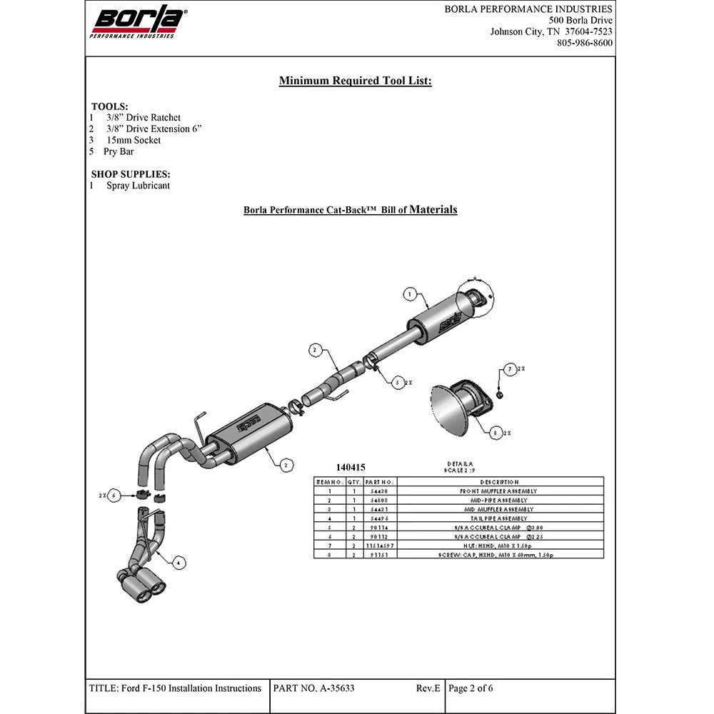 Borla 11-14 Ford F150 AT 2/4WD 2/4dr S-Type SS Catback Exhaust