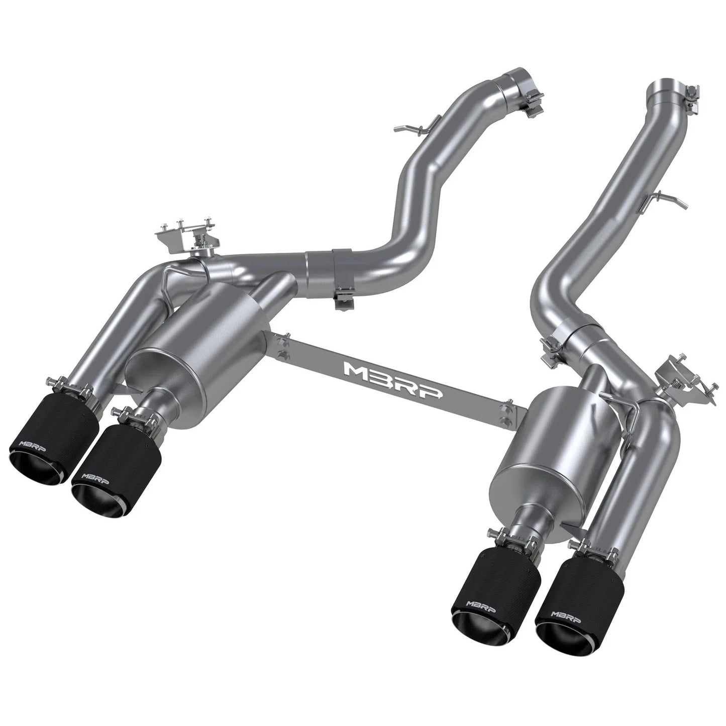 MBRP 18-22 BMW M2 Competition 3.0L T304 SS 3in Resonator-Back Exhaust Quad Rear w/ Carbon Fiber Tips