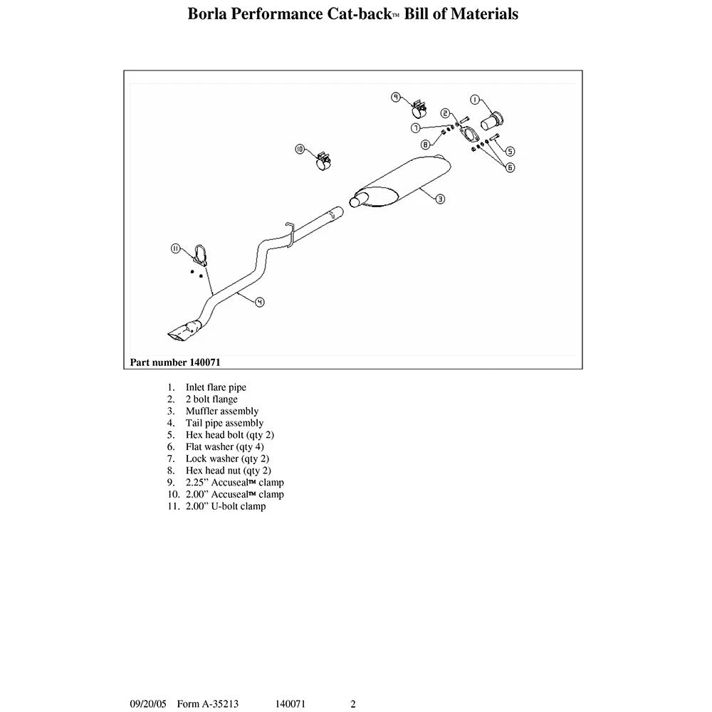Borla 00-01 Jeep Cherokee 4.0L AT/MT 2WD/4WD SS Cat-Back Exhaust