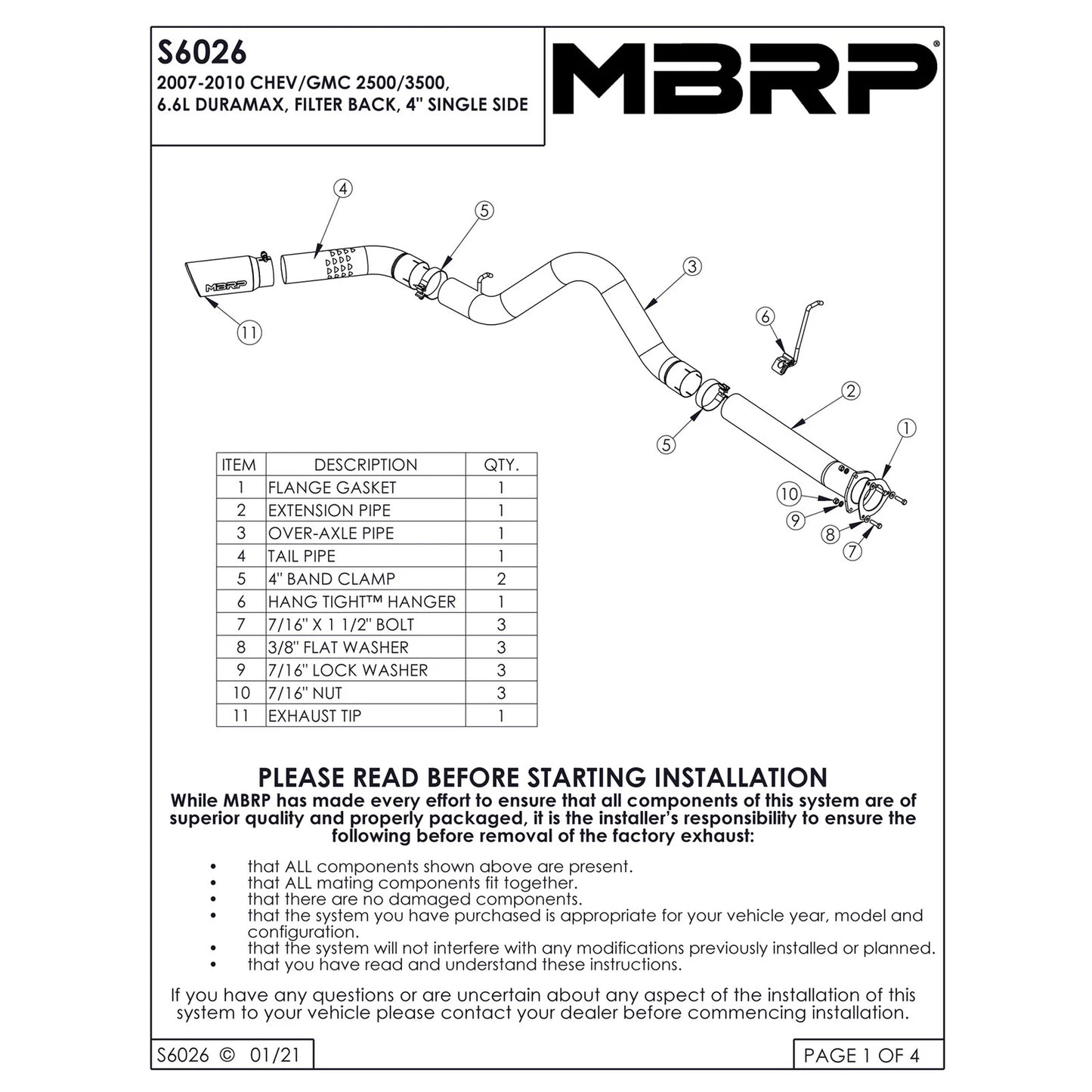 MBRP 2007-2009 Chev/GMC 2500/3500 Duramax All LMM Filter Back Single Side