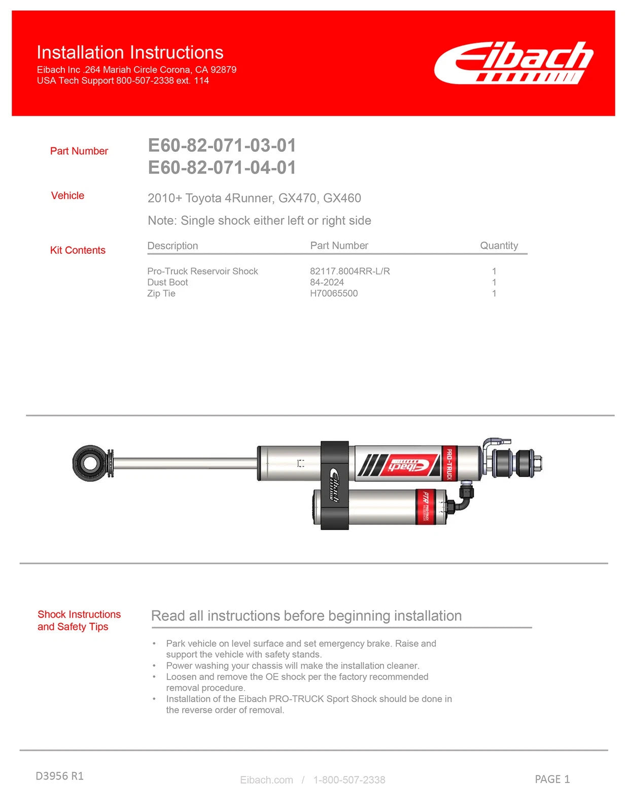 Eibach Pro-Truck Coilover Stage 2R 10-22 Toyota 4Runner 2WD/4WD