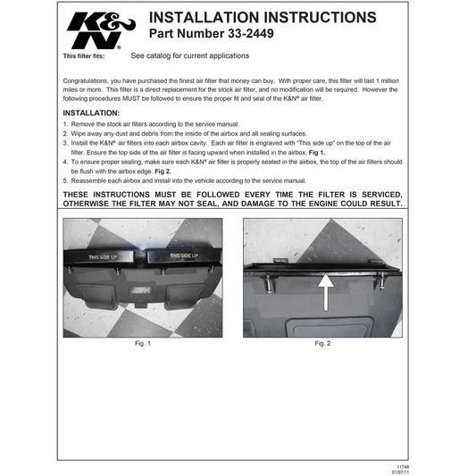 K&N Replacement Air Filter 09-12 BMW X5/X6 4.4L V8 Panel Filter