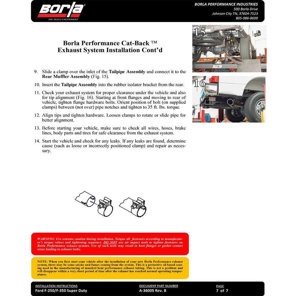 Borla 20-22 F-250/F-350 SUPER DUTY 7.3L V8 AT 2WD / 4WD 4DR WB142 S-TYPE Cat Back S RD RL AC S BLACK