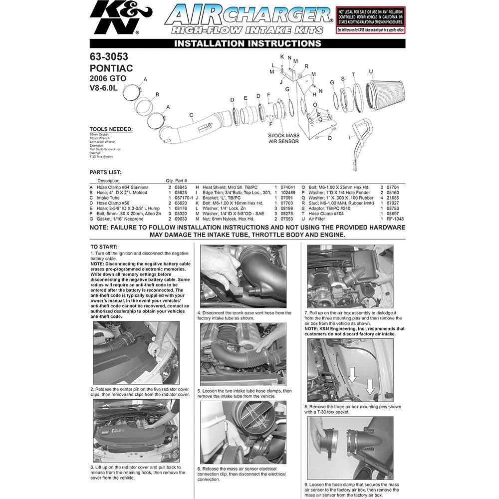 K&N 06 Pontiac GTO V8-6.0L AirCharger Performance Intake