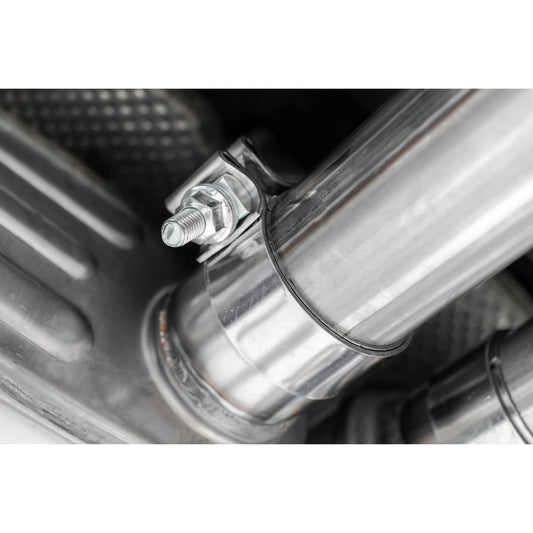 MBRP 2015+ Dodge Challenger 3.6L SS 2.5in Quad Tip Split Rear Exit w/ Carbon Fiber Tips - T304