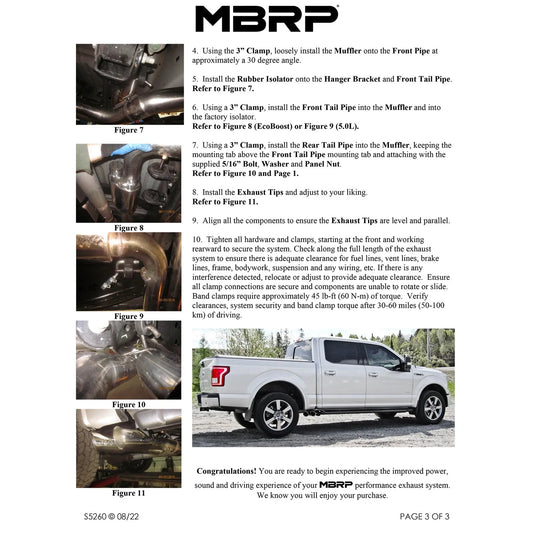 MBRP 15-16 Ford F-150 2.7L/3.5L/5.0L 3in Cat Back Single Side Pre-Axle Dual Exit Black Coated