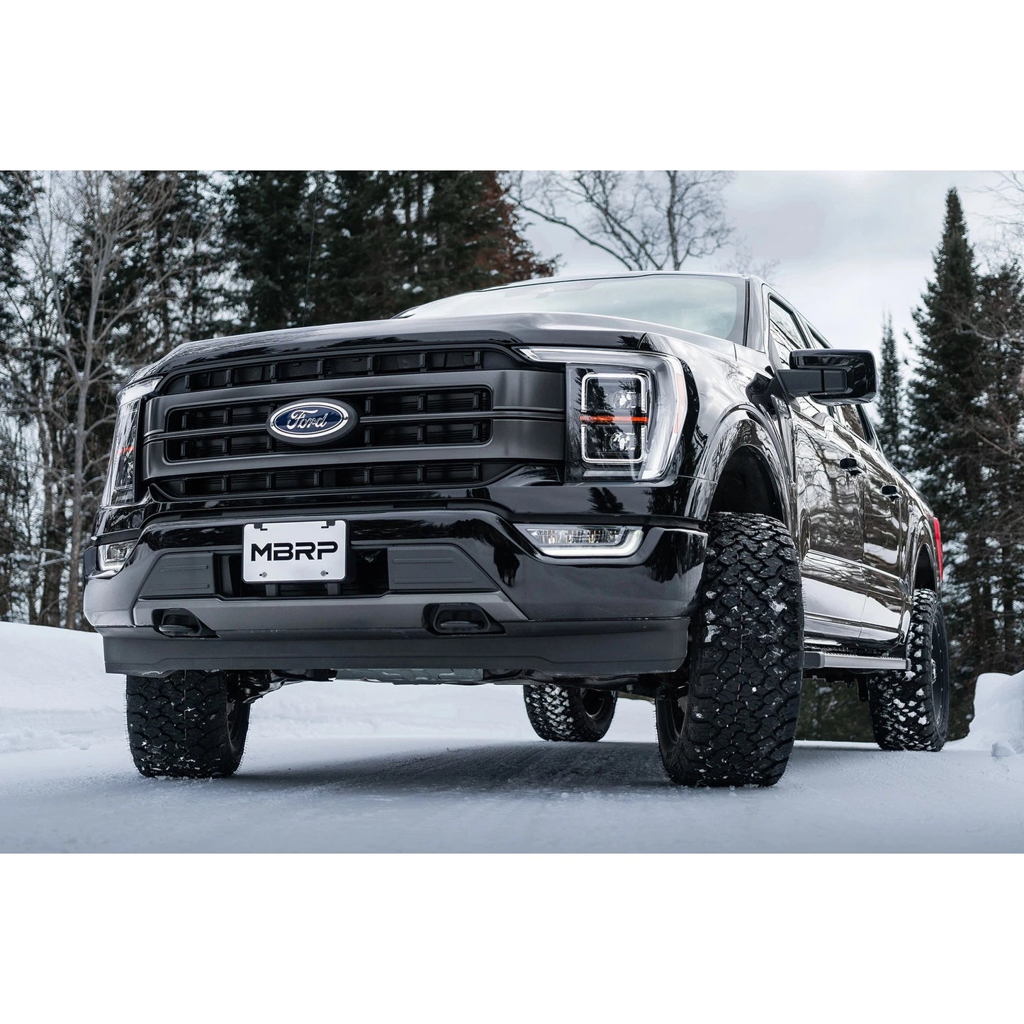 MBRP 2021+ Ford F150 2.7L/3.5L/5.0L 4in Black-Coated AL Steel Cat-Back - RACE VERSION
