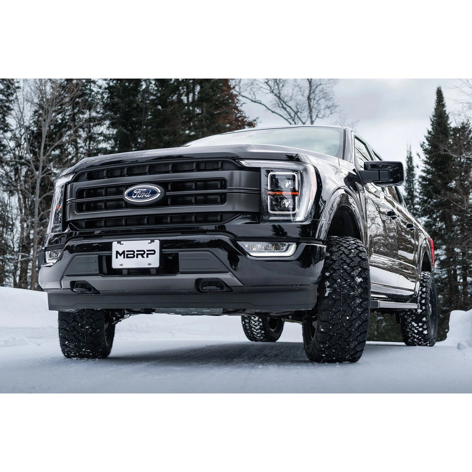 MBRP 2021+ Ford F150 2.7L/3.5L/5.0L 4in Black-Coated AL Steel Cat-Back - RACE VERSION