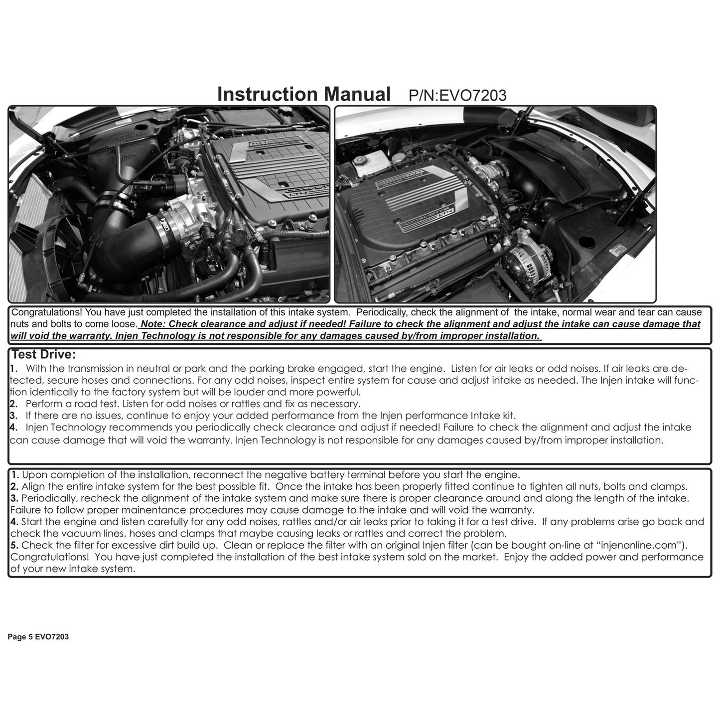Injen 15-19 Chevrolet Corvette C7 ZO6 6.2L V8 Evolution Intake