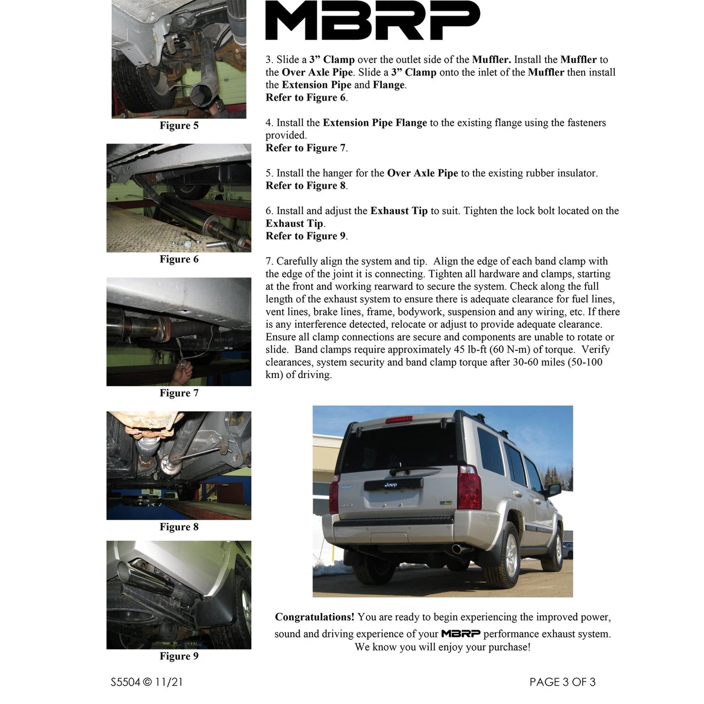 MBRP 2006-2008 Jeep Commander 4.7L 5.7L Hemi Cat Back Single