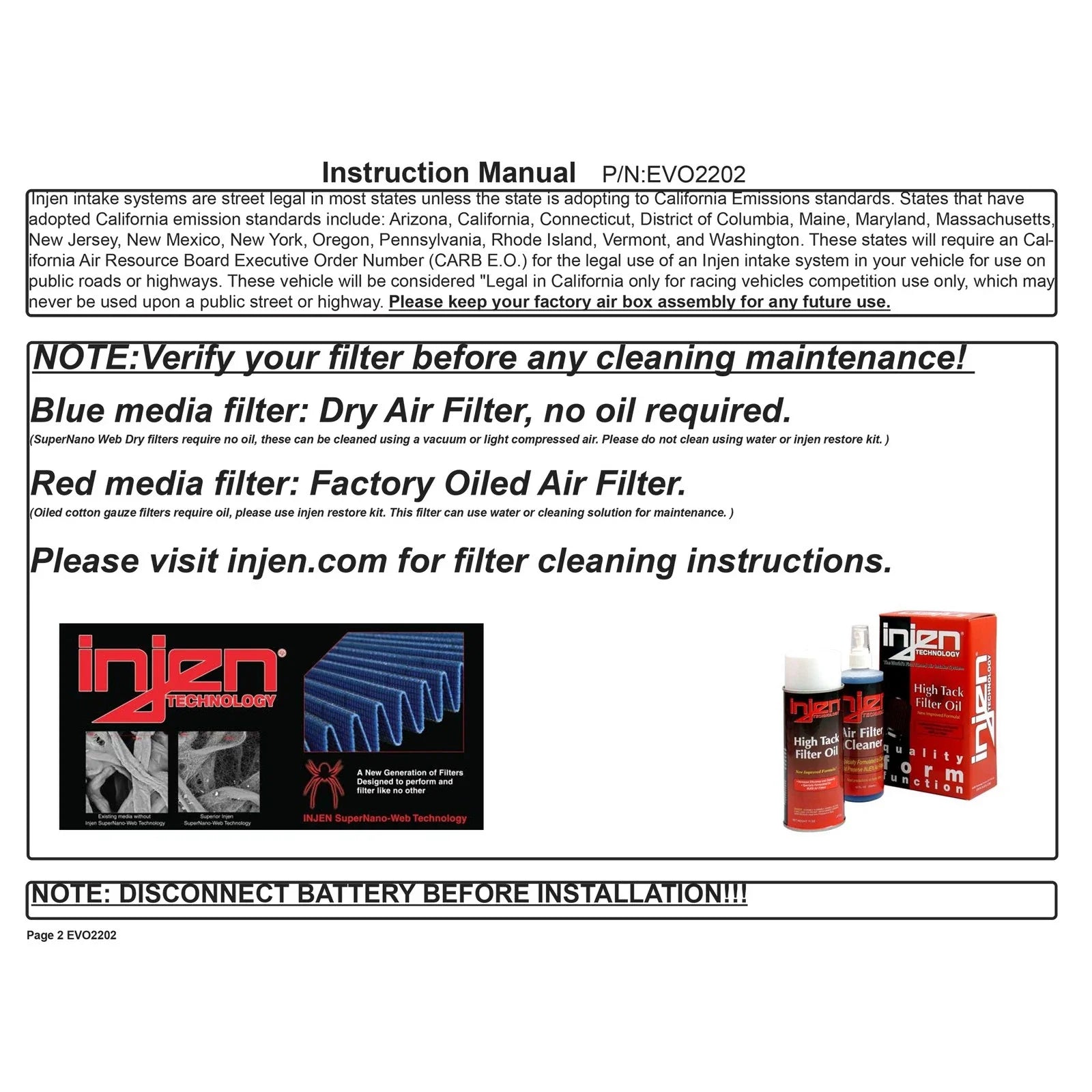 Injen 10-21 Toyota 4Runner Evolution Cold Air Intake - Dry Filter