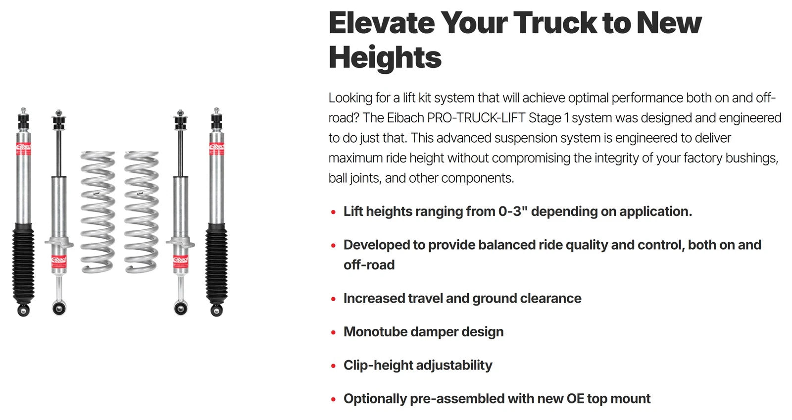Eibach 22+ Nissan Frontier S/SV 2WD Pro-Truck Lift Kit