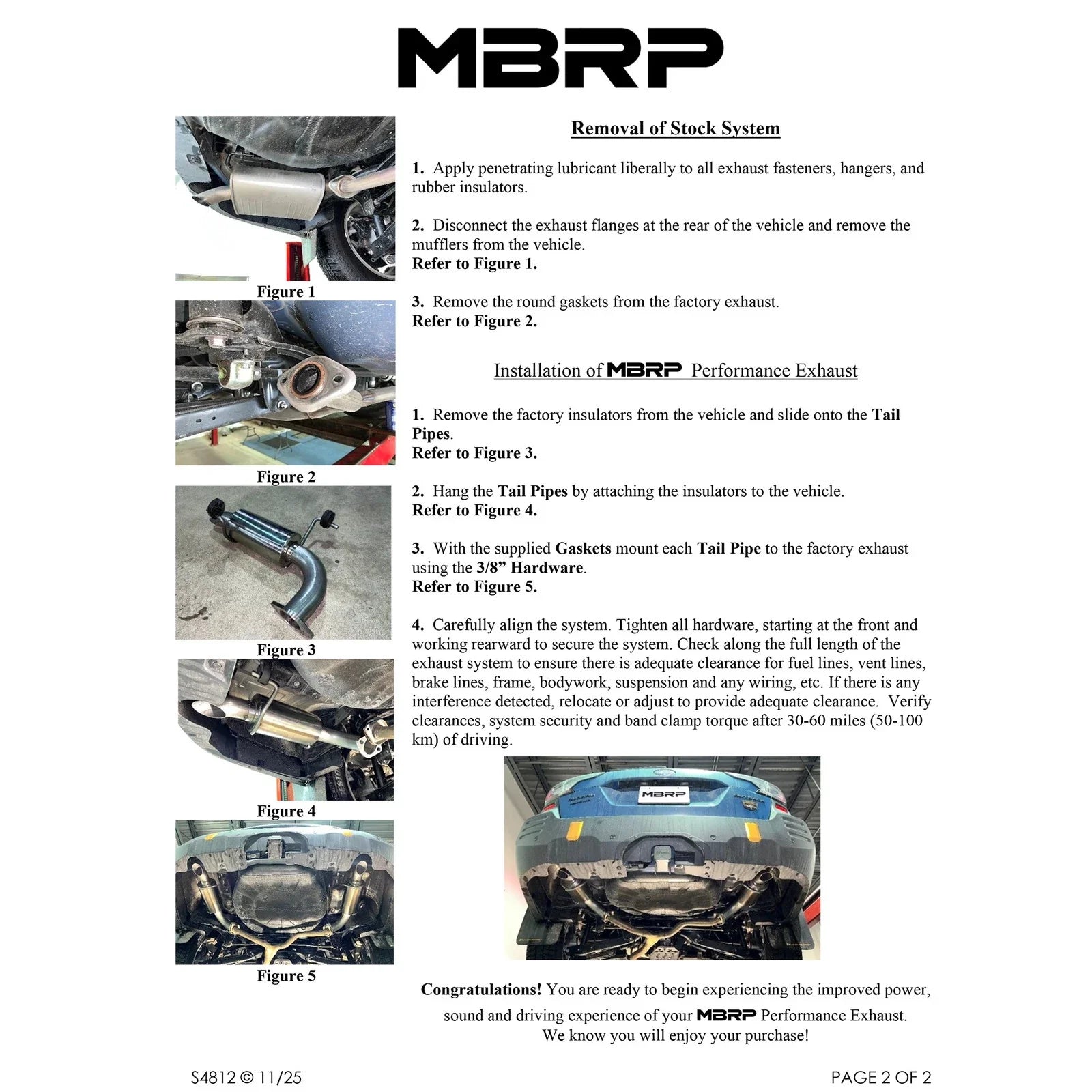 MBRP 20-23 Subaru Outback XT/ Wilderness 2.4L Turbo T304 SS 2.5in Dual Axle-Back Exhaust System