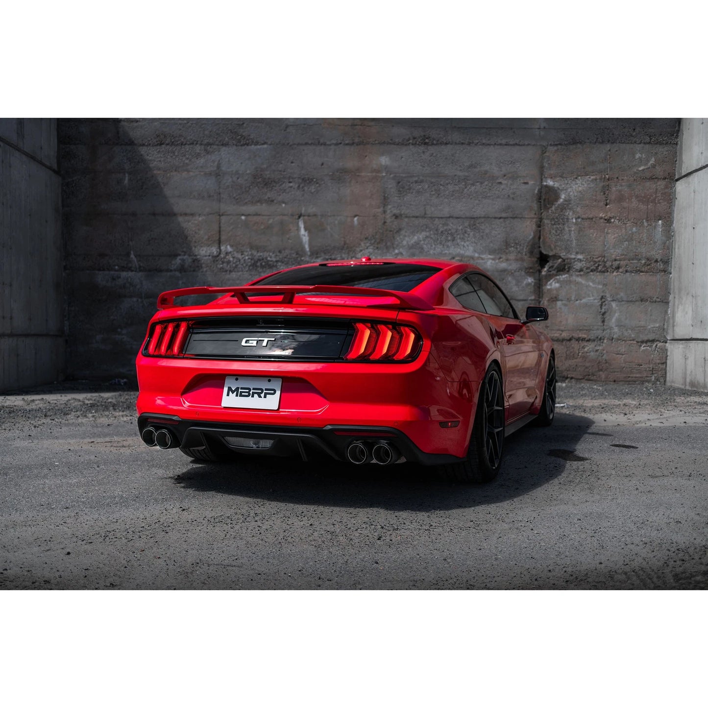 MBRP 18-20 Ford Mustang GT 5.0 w/ Quad Tip Active Exhaust Cat Back Split Rear T304 w/ Carb Fib Tips