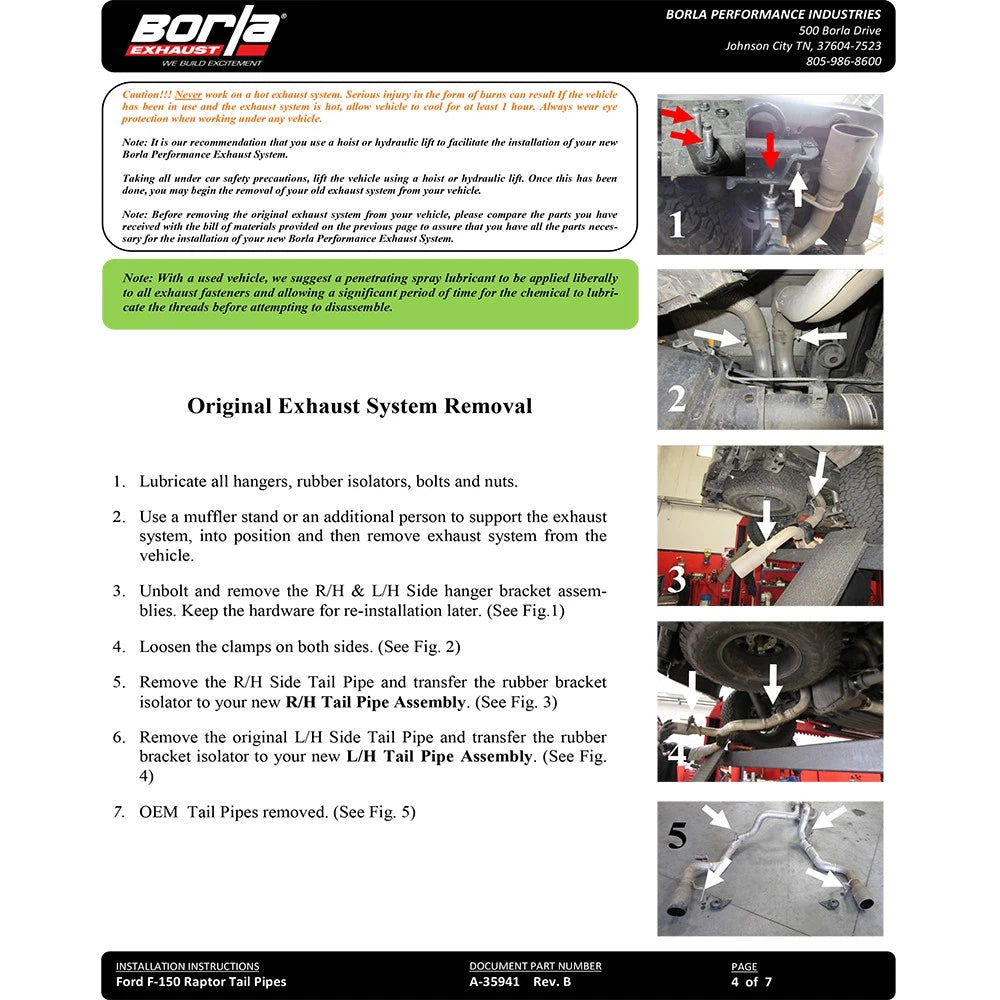 Borla 2017 Ford Raptor 3.5L AT RWD CC Short Bed/EC Standard Bed 3in Tailpipe Assembly w/ CF Tips
