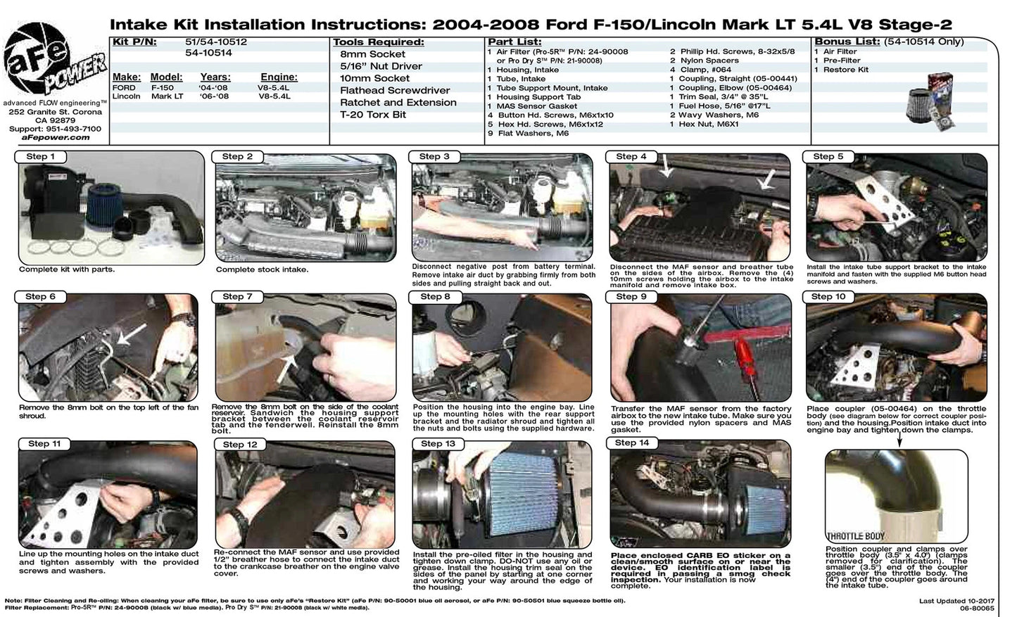aFe MagnumFORCE Intakes Stage-2 P5R AIS P5R Ford F-150 04-08 V8-5.4L
