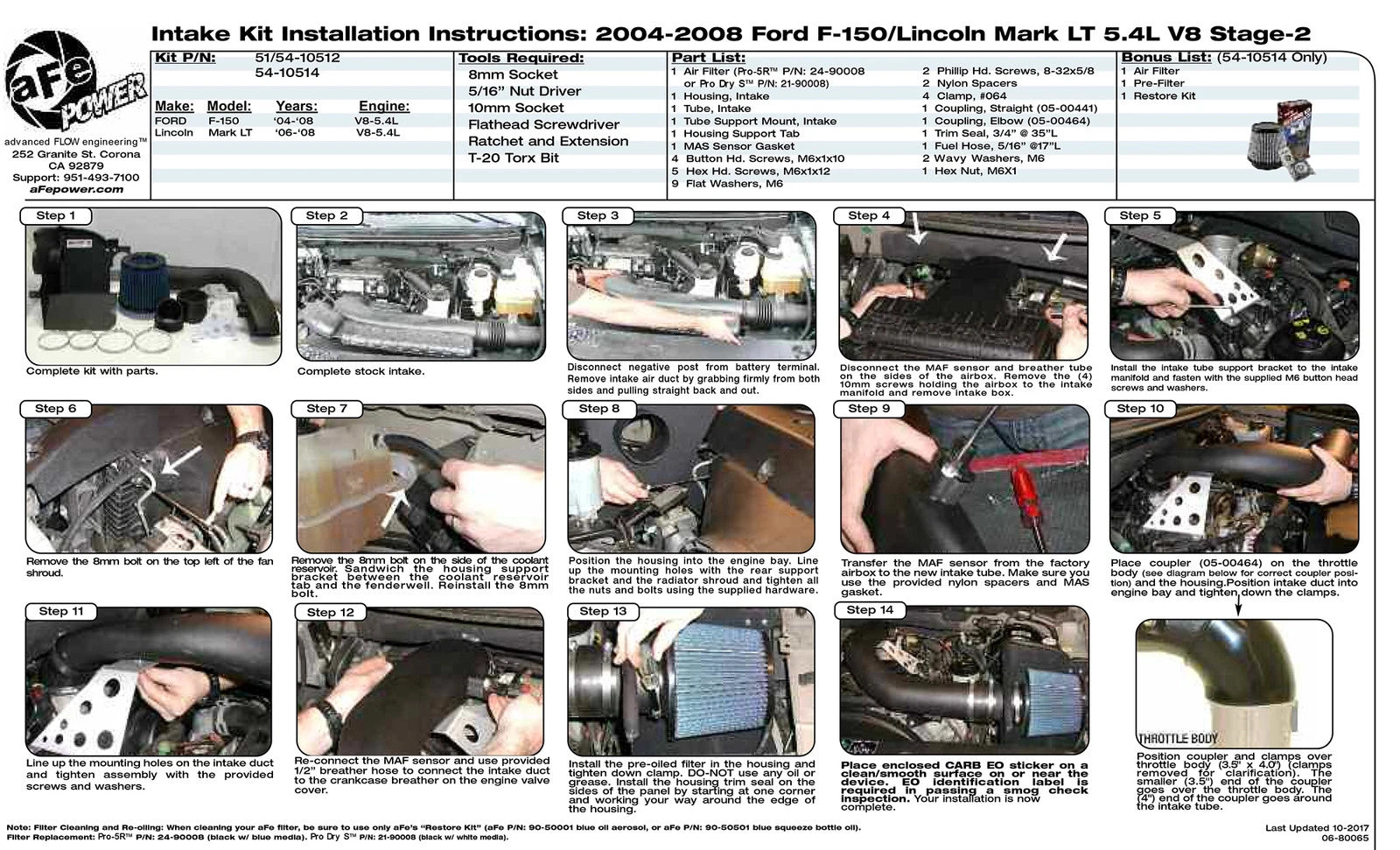 aFe MagnumFORCE Intakes Stage-2 P5R AIS P5R Ford F-150 04-08 V8-5.4L