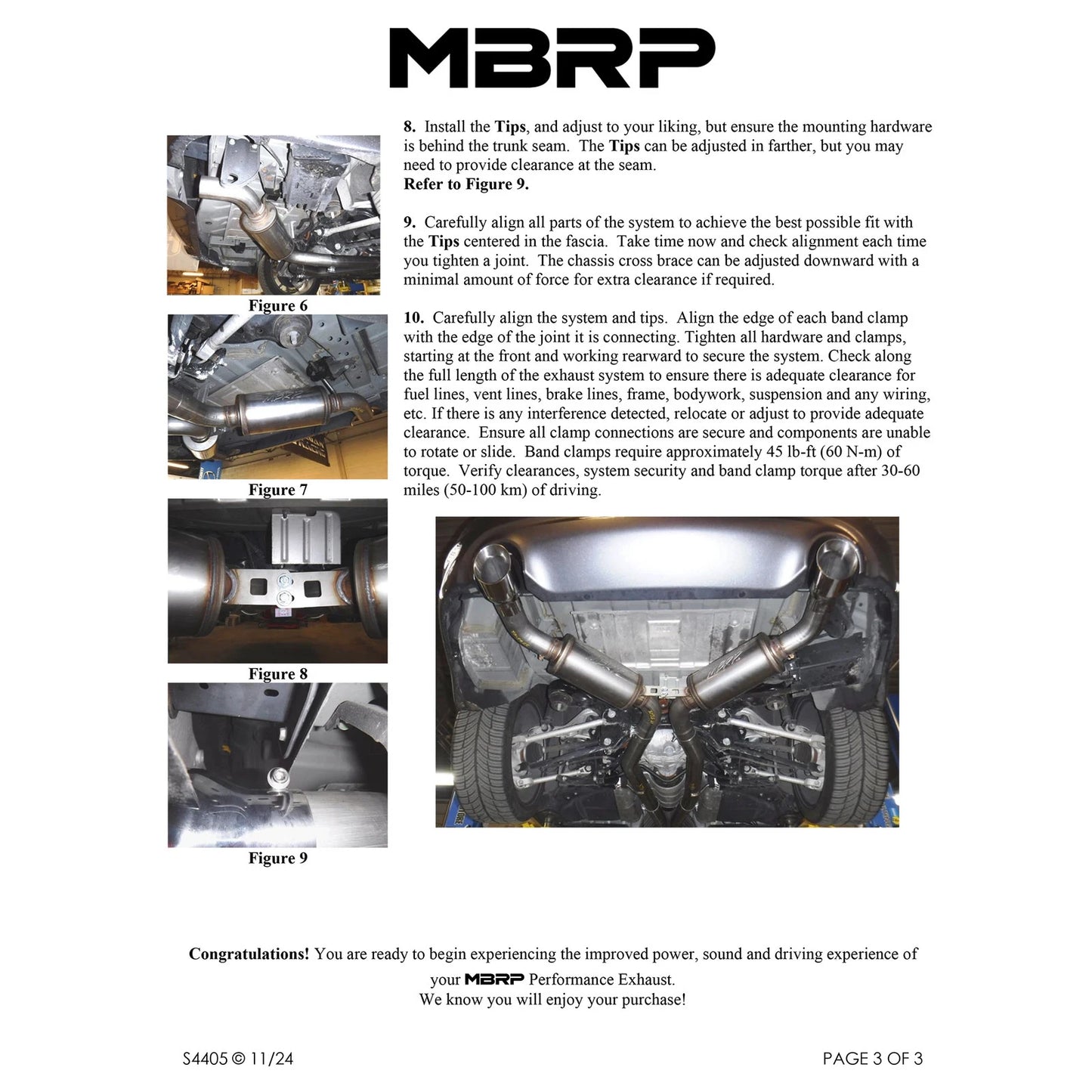 MBRP 16-22 Infiniti Q50 3.0L RWD/AWD 3in Cat-Back Dual Split Rear Street Version T304